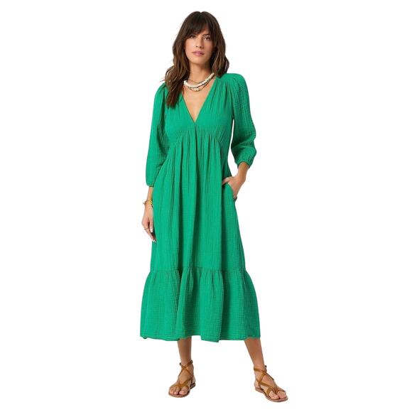Xirena Ella Maxi Dress Apple Green Midi Cotton Small Long Sleeve - Picture 1 of 12